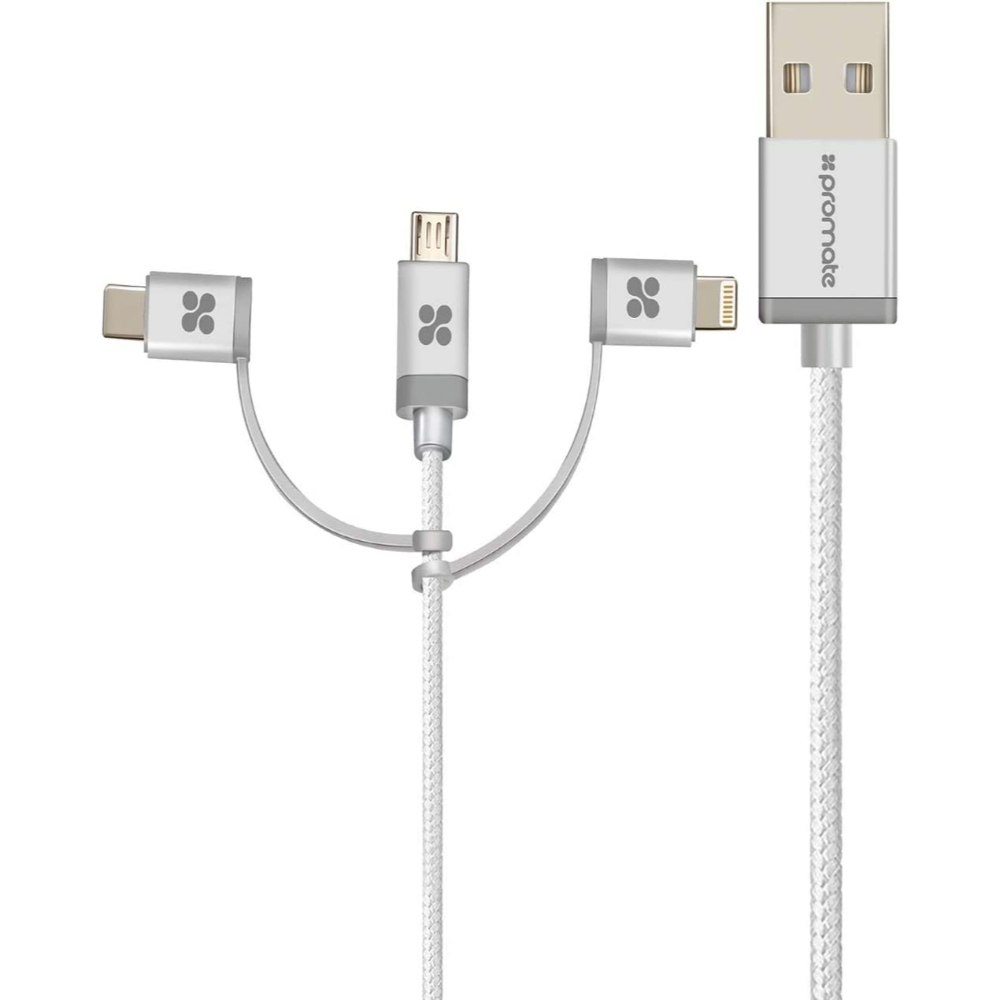 Promate Apple Mfi Trio-Ended Charge&Sync Cable+Lightning,Type-C & Micro USB , CLC-UNILINK