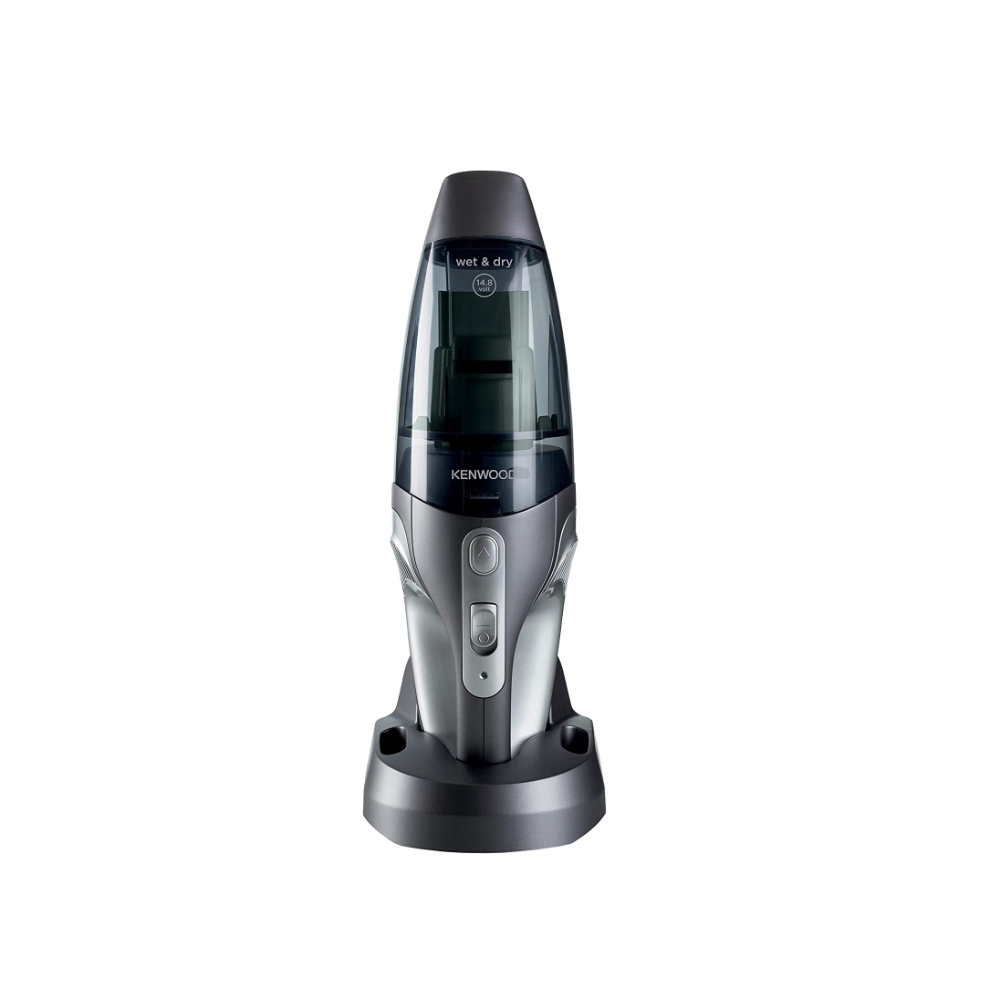 Kenwood Wet & Dry Cordless Handheld Vacuum Cleaner With 14.8V Lithium-Ion Battery, 500Ml Dust Capacity, 120Ml Liquid Capacity, Black/Silver, HVP19.000SI