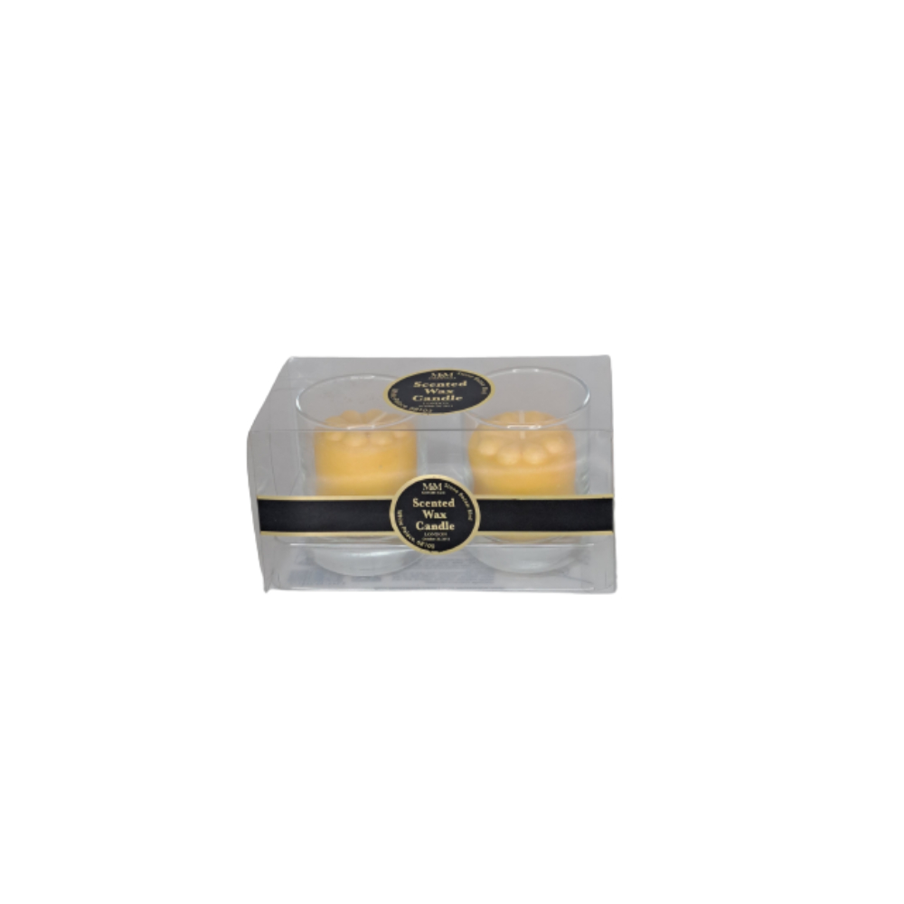 Missmolee Mini Glass 2 Candle Scented Wax Candle, (Yellow), TUR-SH2001Y