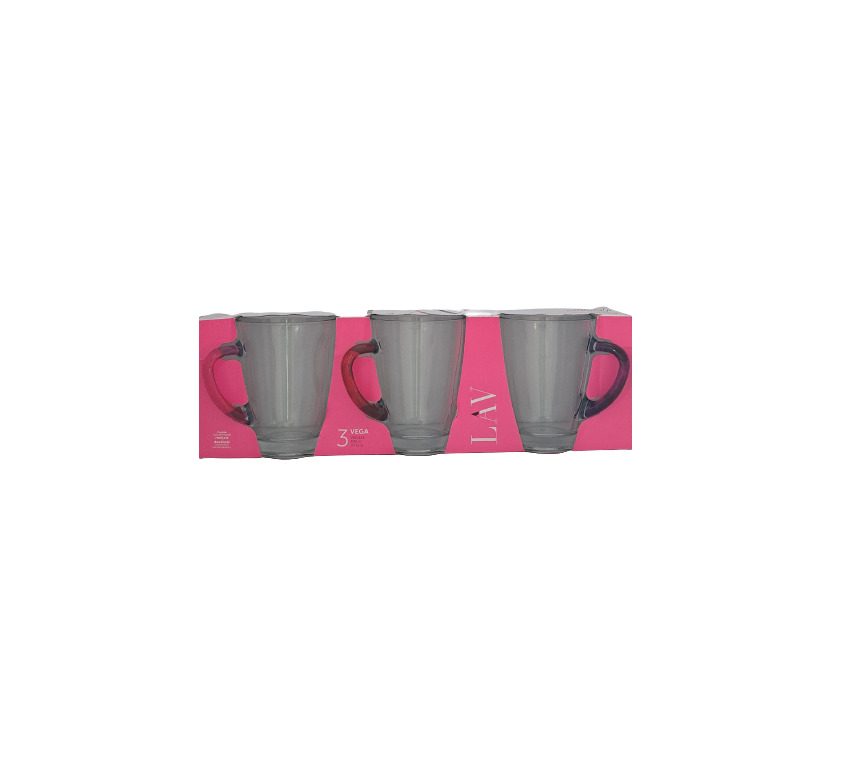 Lav Set Of 3 Mixed Color Mug With Handle, TUR-VEG422A