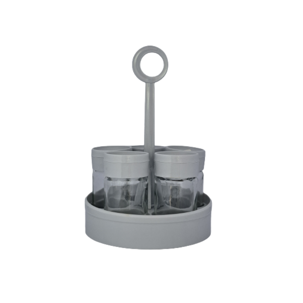 Table Stand Salt - Pepper Set Glass (4Pcs) 105CC Grey, TUR-161006G
