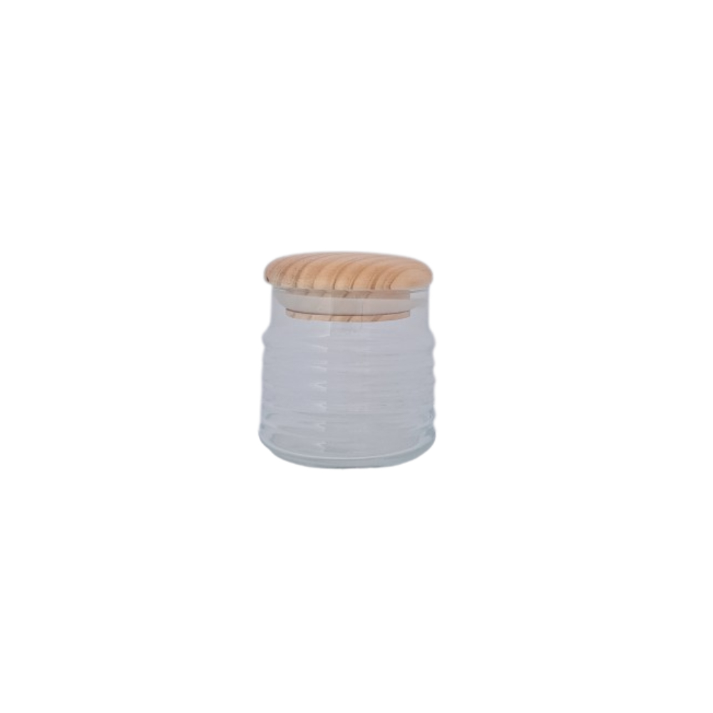 Small Transparent Jar With Wooden Cover, TUR-431631