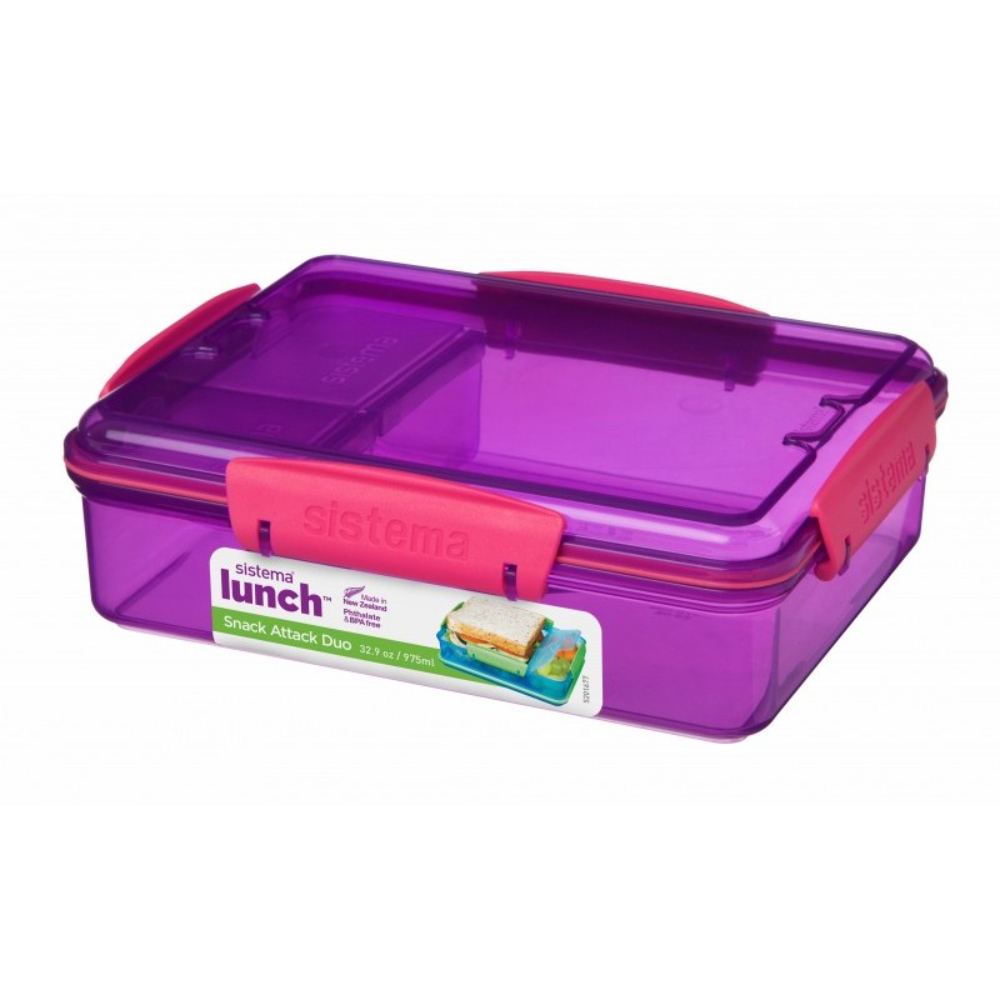 SIS Lunch Box Snack Attack Duo Assorted 975ML (Purple), 41482PR