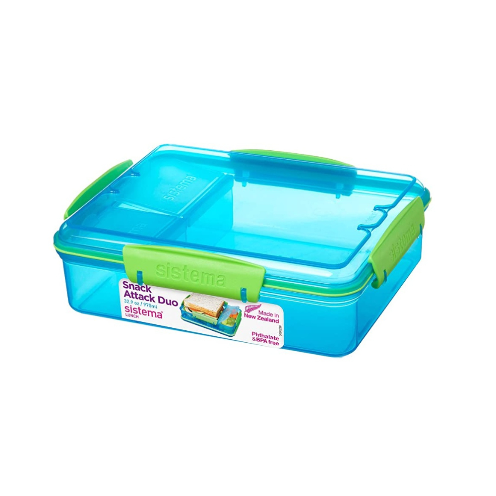 SIS Lunch Box Snack Attack Duo Assorted 975ML (Blue), 41482BLU
