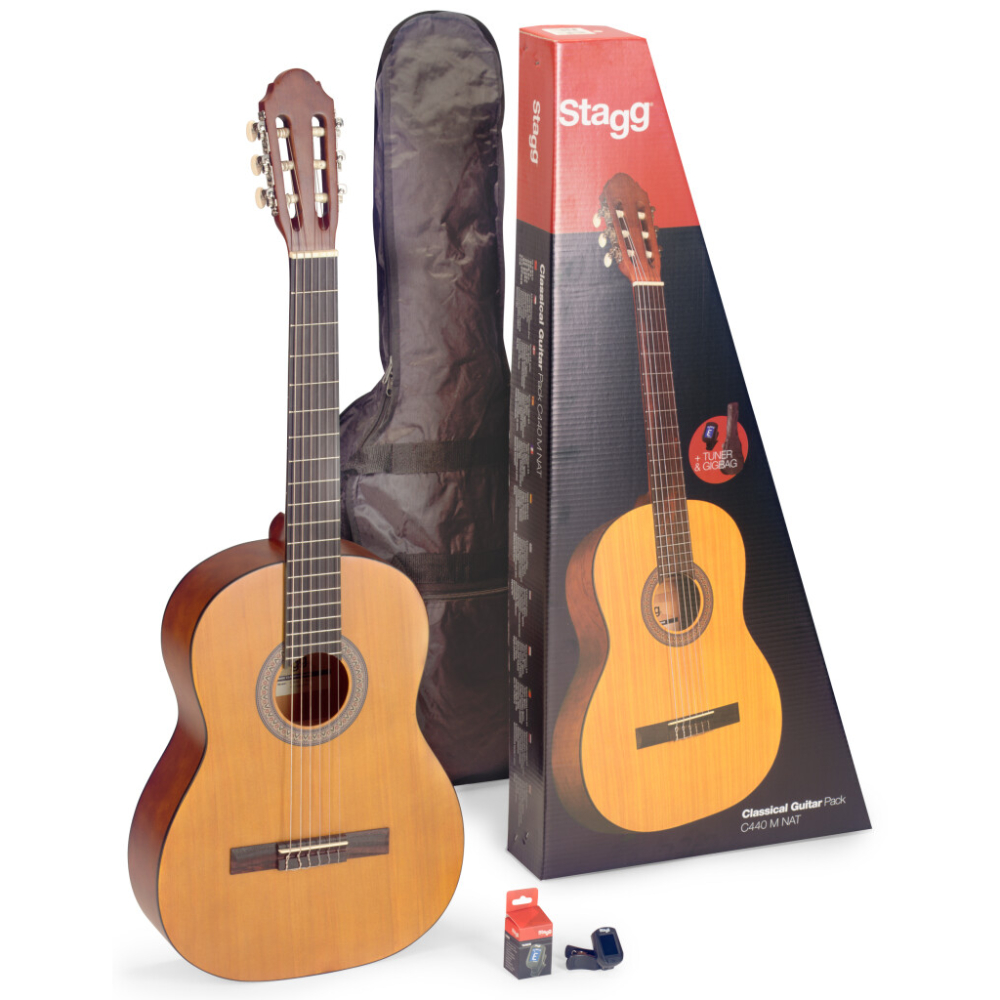 Stagg Guitar 4/4 Classic (Natural), Gloss-Nat Pack With Tuner And Bag, RAG-SCL50NAT