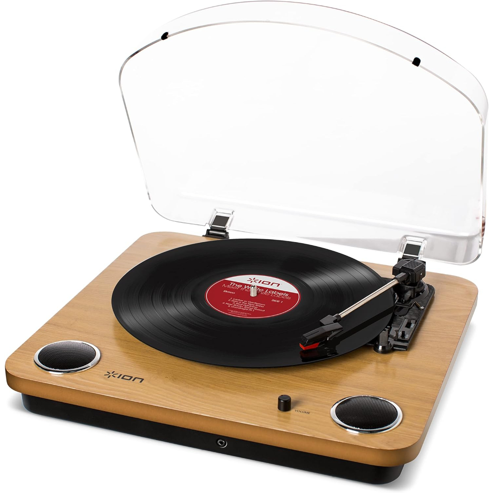 Ion Max LP Conversion Turntable With Stereo Speakers Wood Vinyl Player Black, RAG-MAXLP