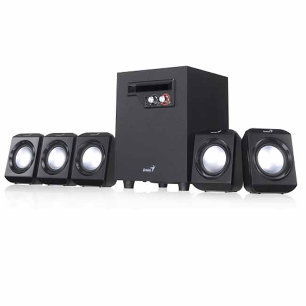 Genius Multimedia 26W Surround Speaker System: Black, Stereo Jack, SW51