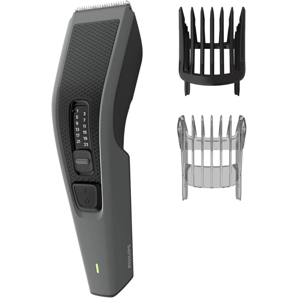 Philips Hair Clipper, 41mm Stainless Steel Blades With Plastic Guard, One Lock-In Adj, Comb 13 Setting (0.5mm And From 1 To 23mm), Run Time 45Min, HC3525