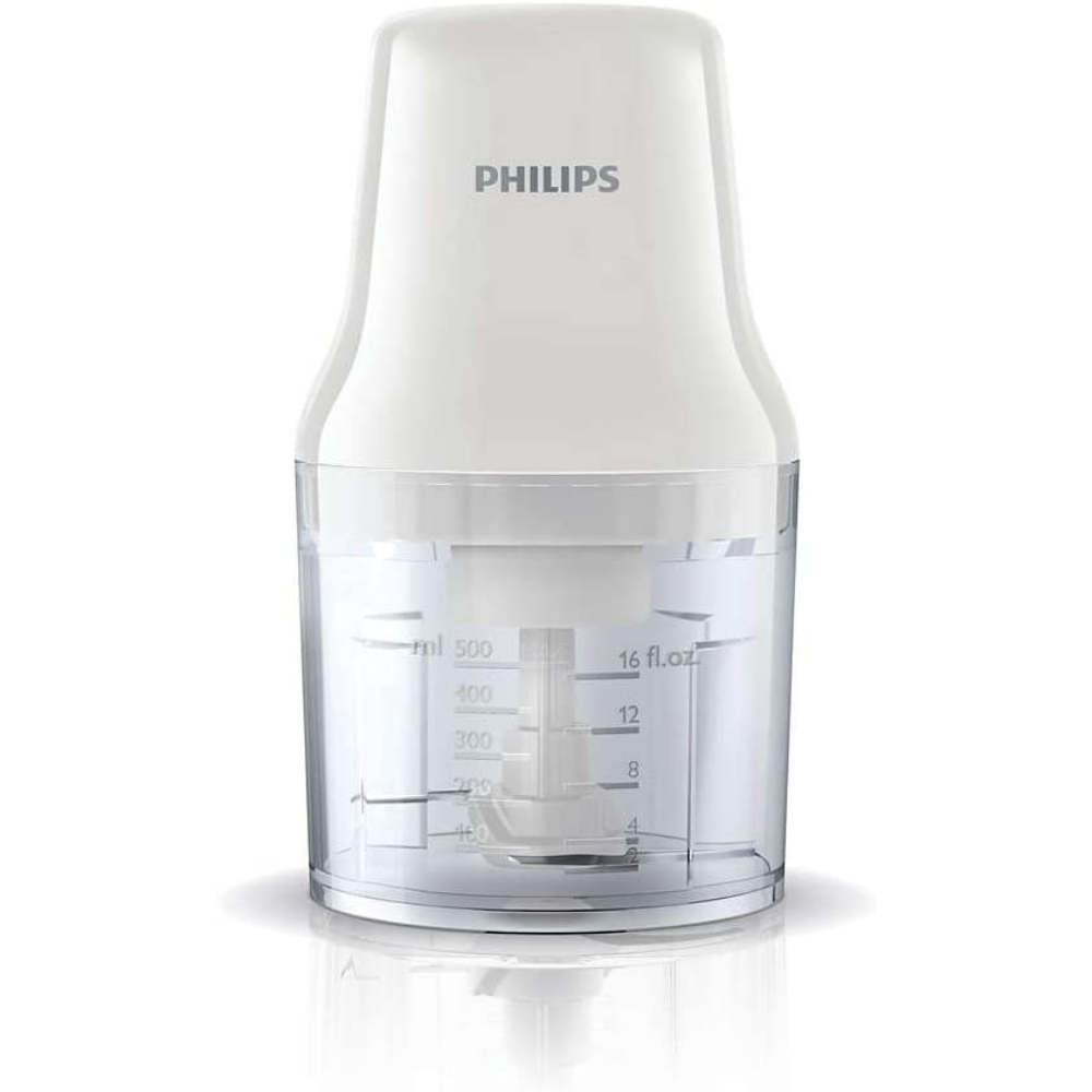 Philips Daily Chopper White, 450W, Stainless Steel Blade, 500ML Plastic Bowl, HR1393