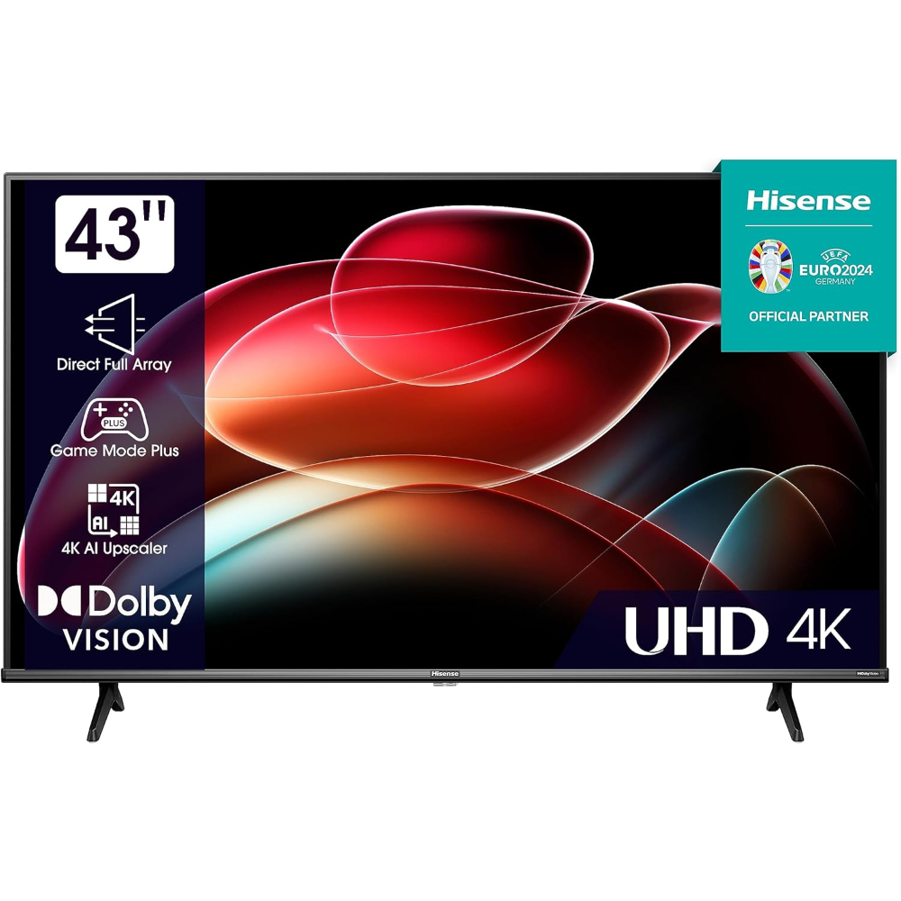 Hisense TV 43-Inch, 4K UHD Smart, Framless, 2USB, 4HDMI, HSN-43A61K