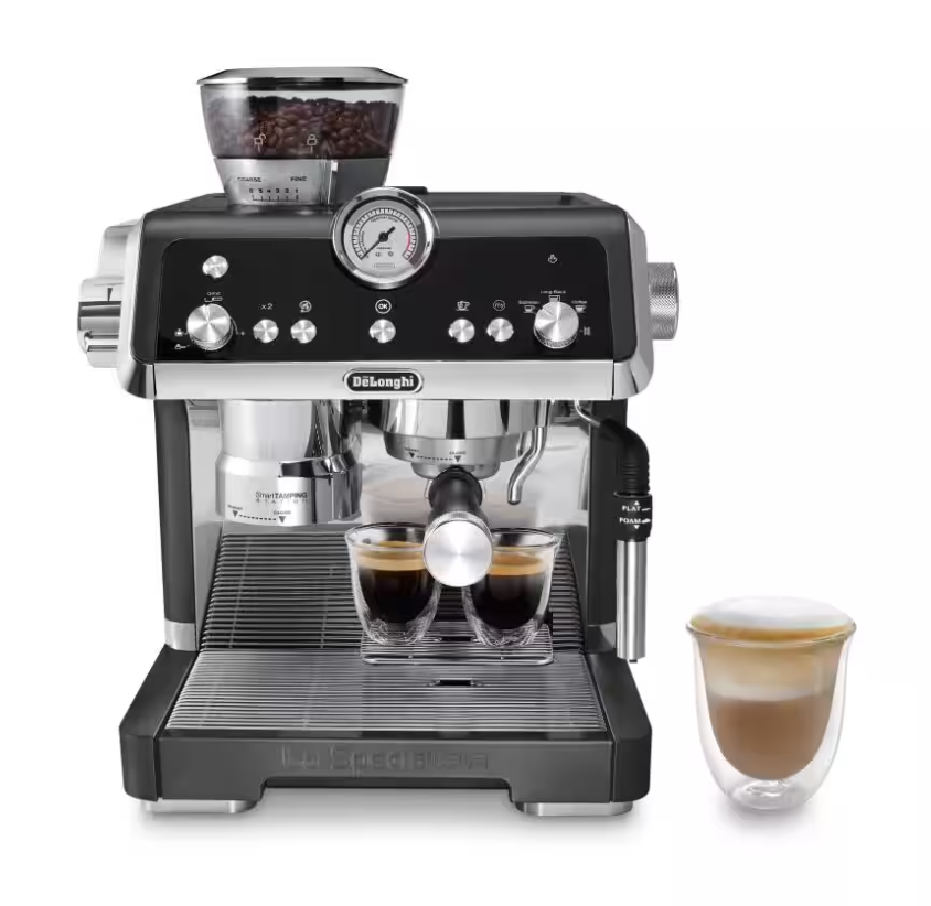 Delonghi La Specialista Semi Pro Espresso Maker, Integrated Grinder & Tamper, 19Bars-1450W, Black, DEL-EC9335BK