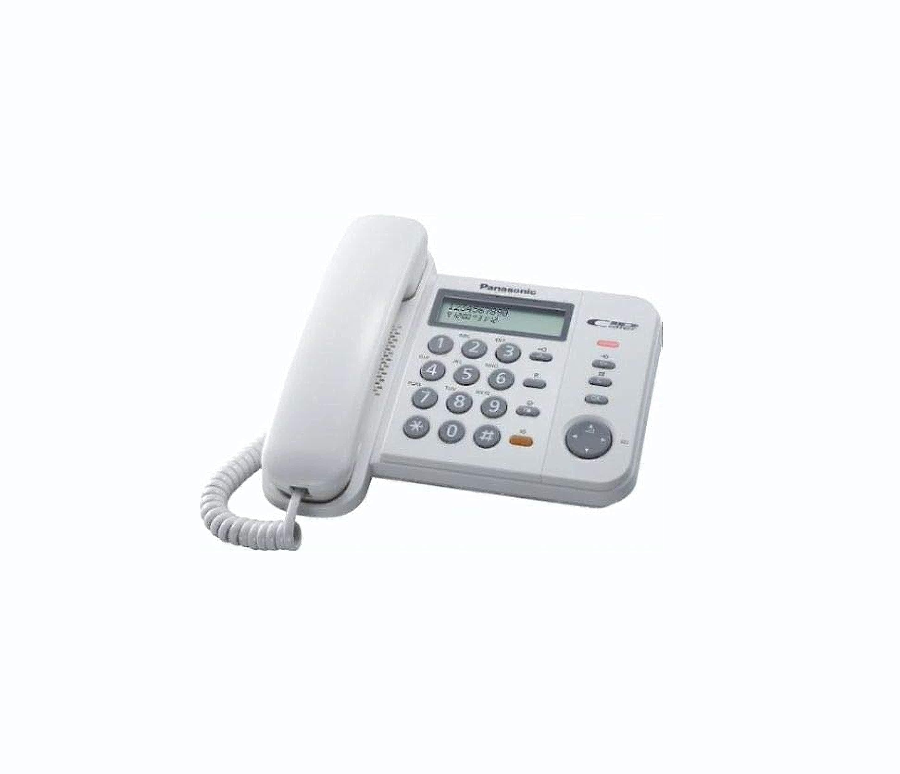 Panasonic Corded Tel, Call ID, SP-Phone, Ring-LED, 3MEM-But, White, PAN-KXTS580W