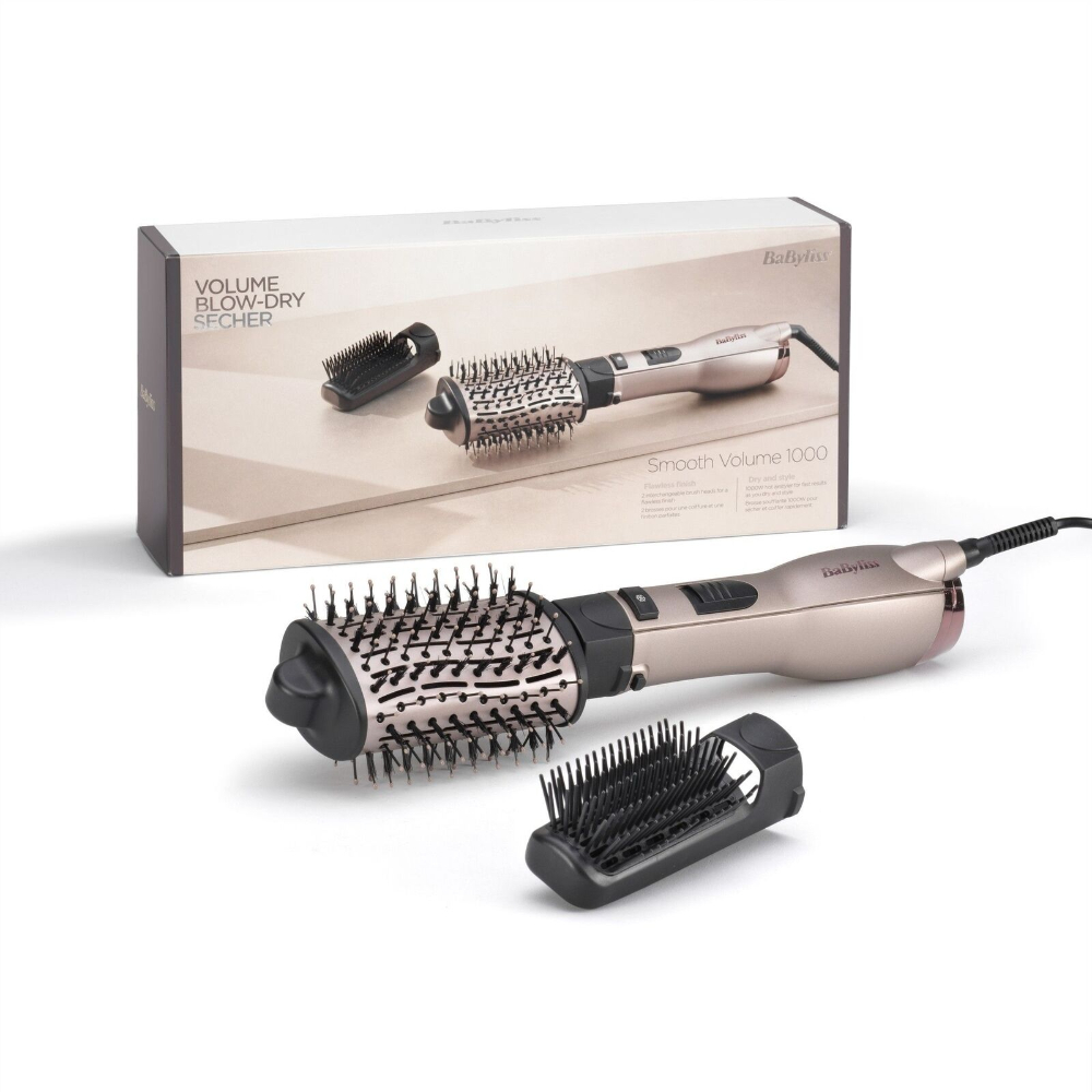Babyliss Air Brush, Large Oval Ceramic Barrel For Smoothing, Staping And Adding Volume, 1000W Drying Power, Ionic To Fight Frizz, 3 Heat Settings, BAB-AS90PE