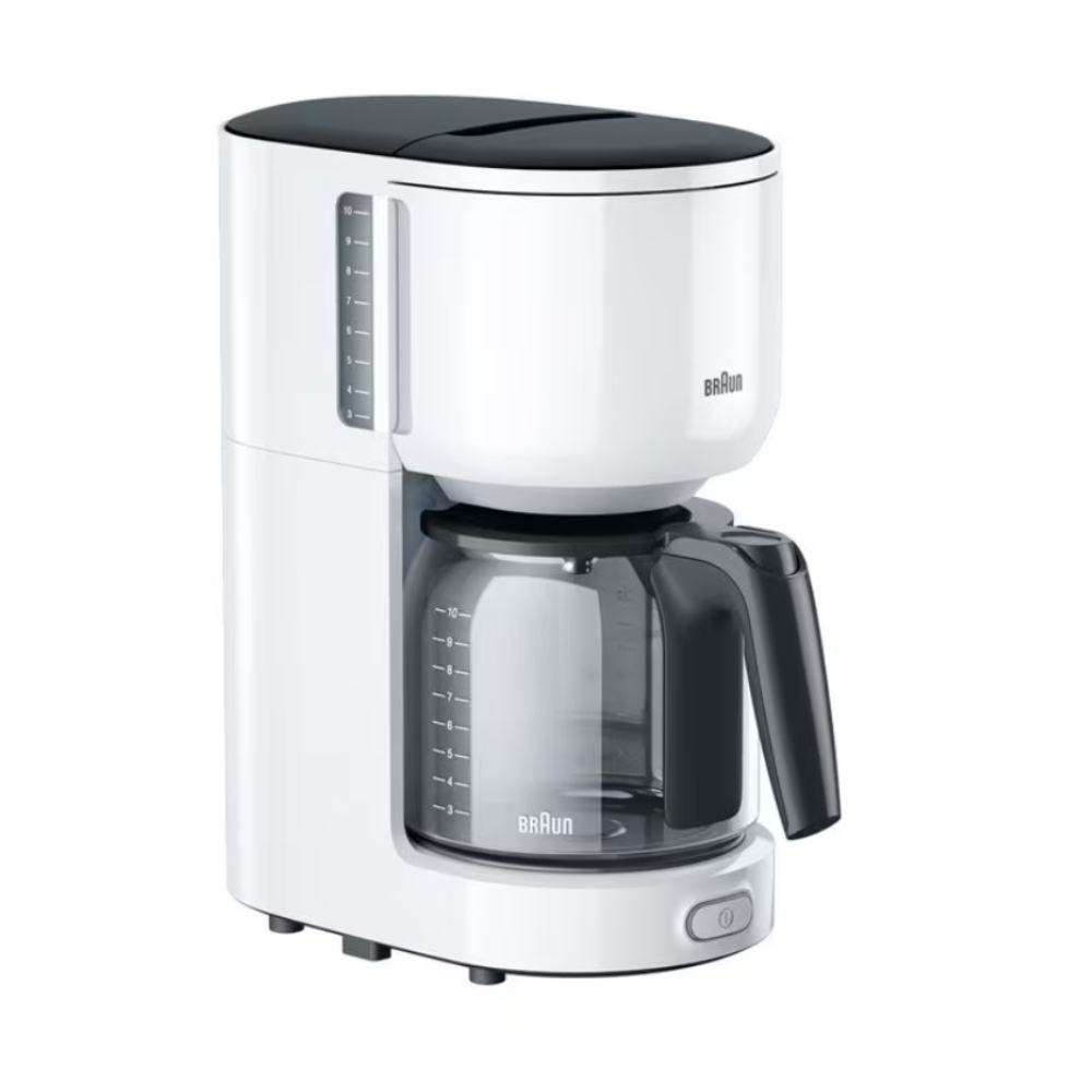 Braun Purease Coffee Machine, 1000W, 10 Cups Removable Filter Basket White, BRA-KF3100WH