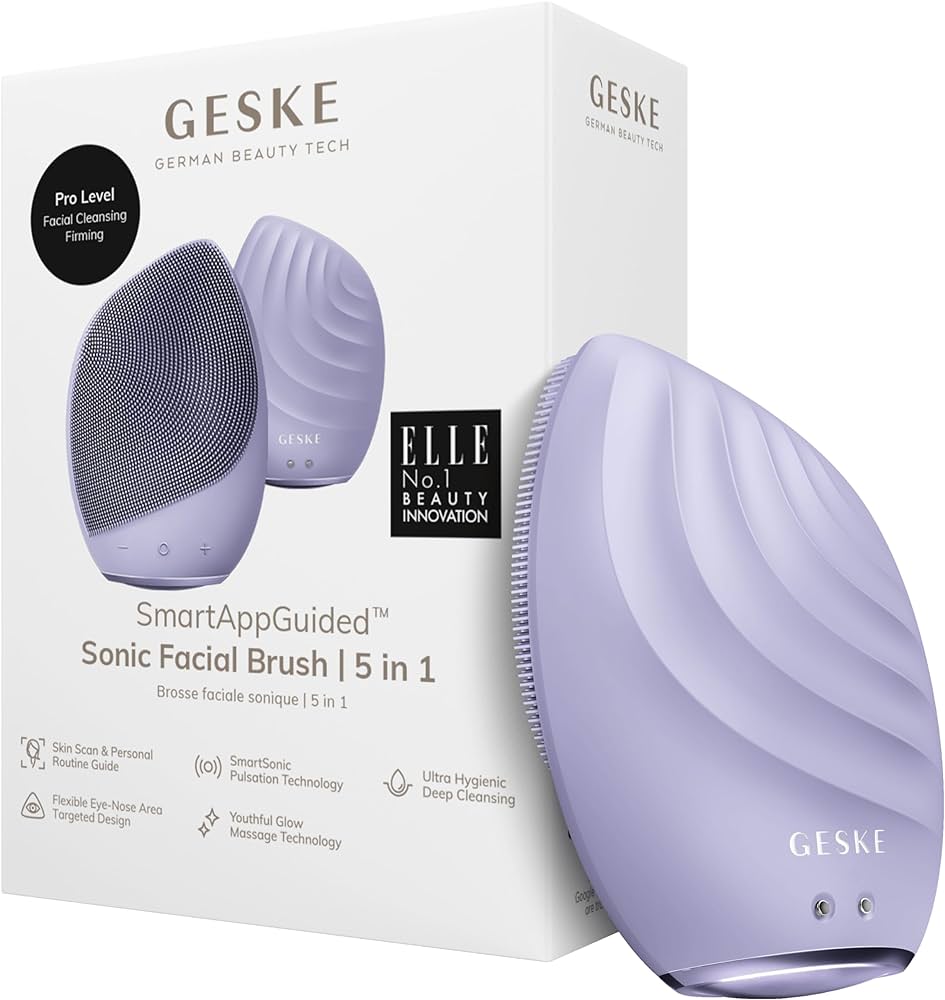 Geske Facial Cleansing Sonic Facial Brush, 5 In 1 (Purple), GSK-00010PL01