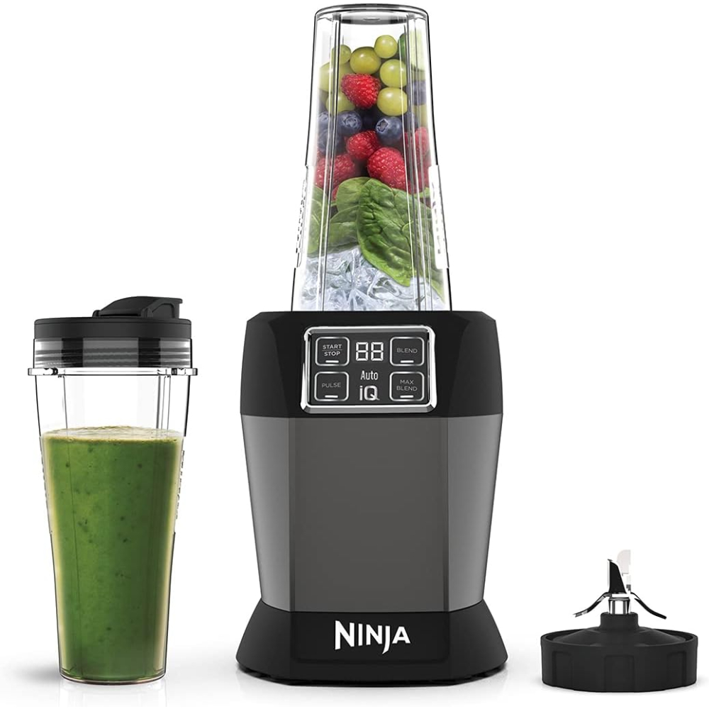 Ninja, Blender Personal, 1000W, Plastic Jug 0.7 L, Turbo Button, Removable Stainless Steel Blades, Double Action Blade, 700ML Single Serve, NINJ-BN495ME