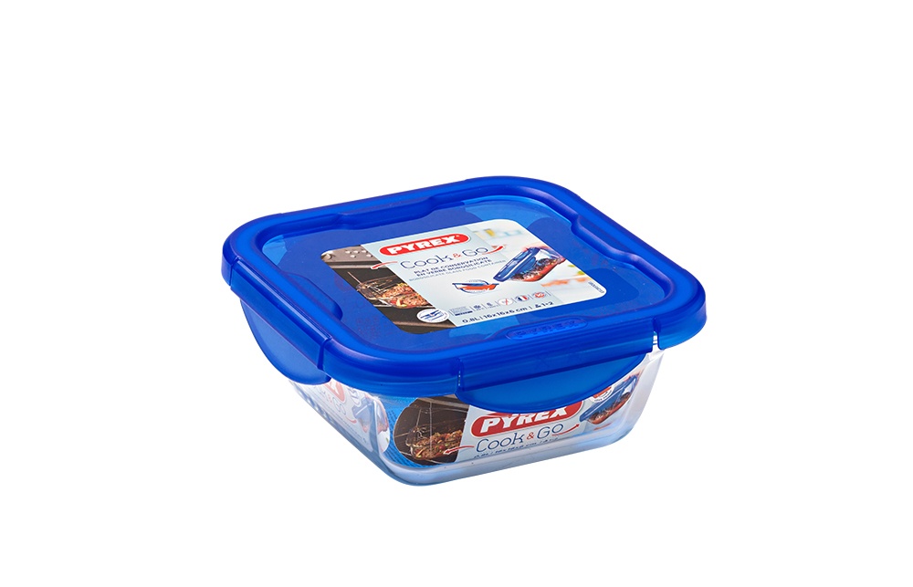 Pyrex Cook & Go Square Glass with Lid 1.7 L, 286P