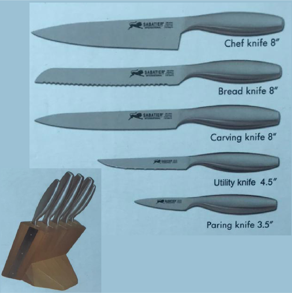 Lion Sabatier Set Of 5 Knives With Stand, LSB669482