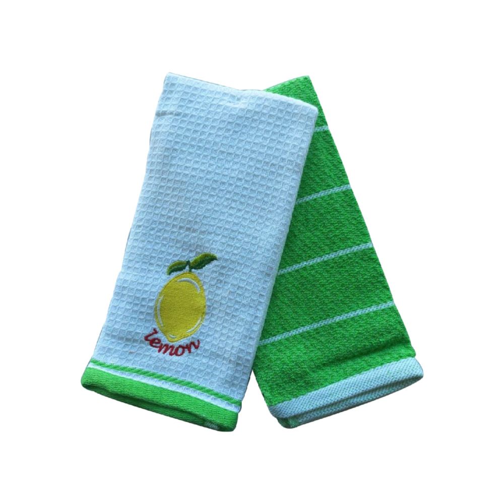 Windsor White/Green Kitchen Towel, WIN-6517Lemon
